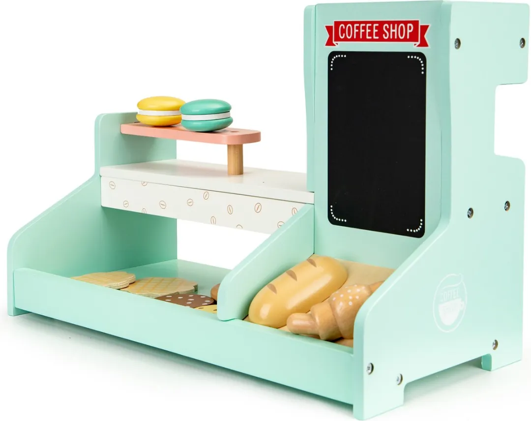ECOTOYS Houten Patisserie Speelgoedwinkel - Mint - 42,5x20x28cm
