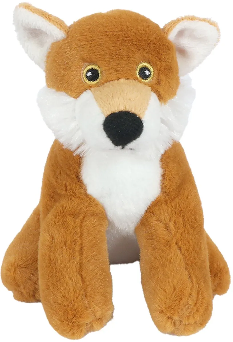 PIA Pluche Vos Knuffel Zittend 12cm - Oranje/Wit