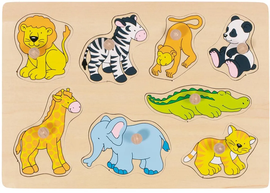 Goki Zoo Animals Lift-Out Puzzle 8-delig - Multicolor