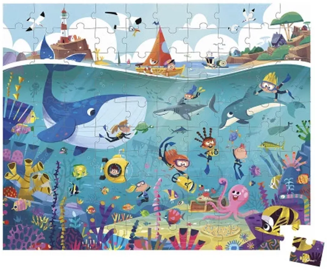 Janod Zeebodem Puzzel 100 Stuks - Multicolor