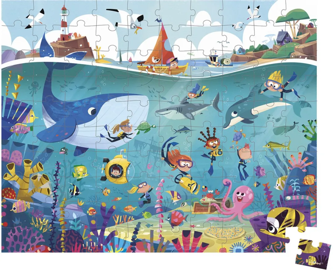 Janod Zeebodem Puzzel 100 Stuks - Multicolor