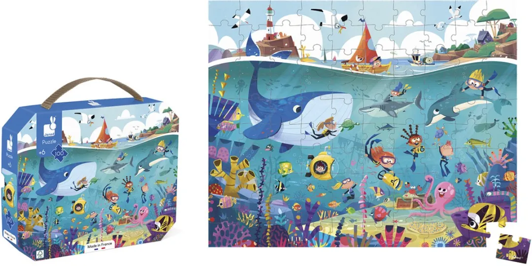 Janod Zeebodem Puzzel 100 Stuks - Multicolor