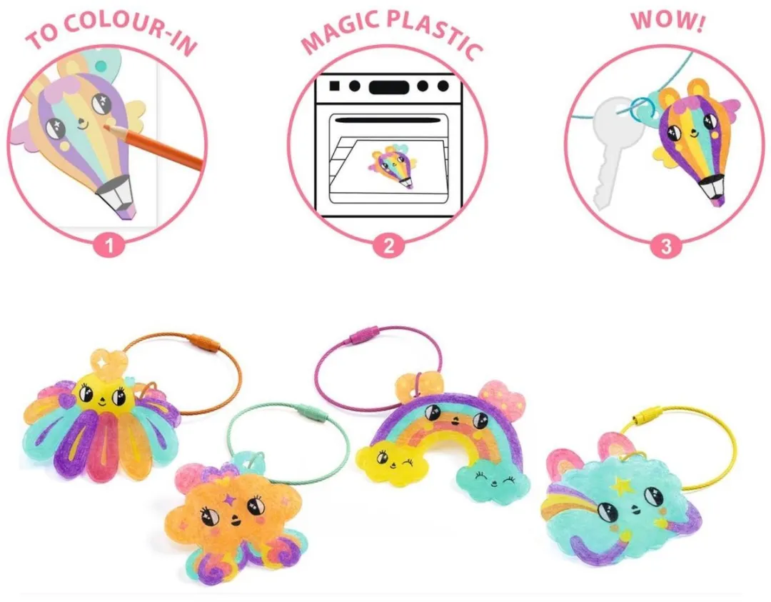Djeco Kawaii Sleutelhanger Knutselset - Meerkleurig - afbeelding 6 van 6