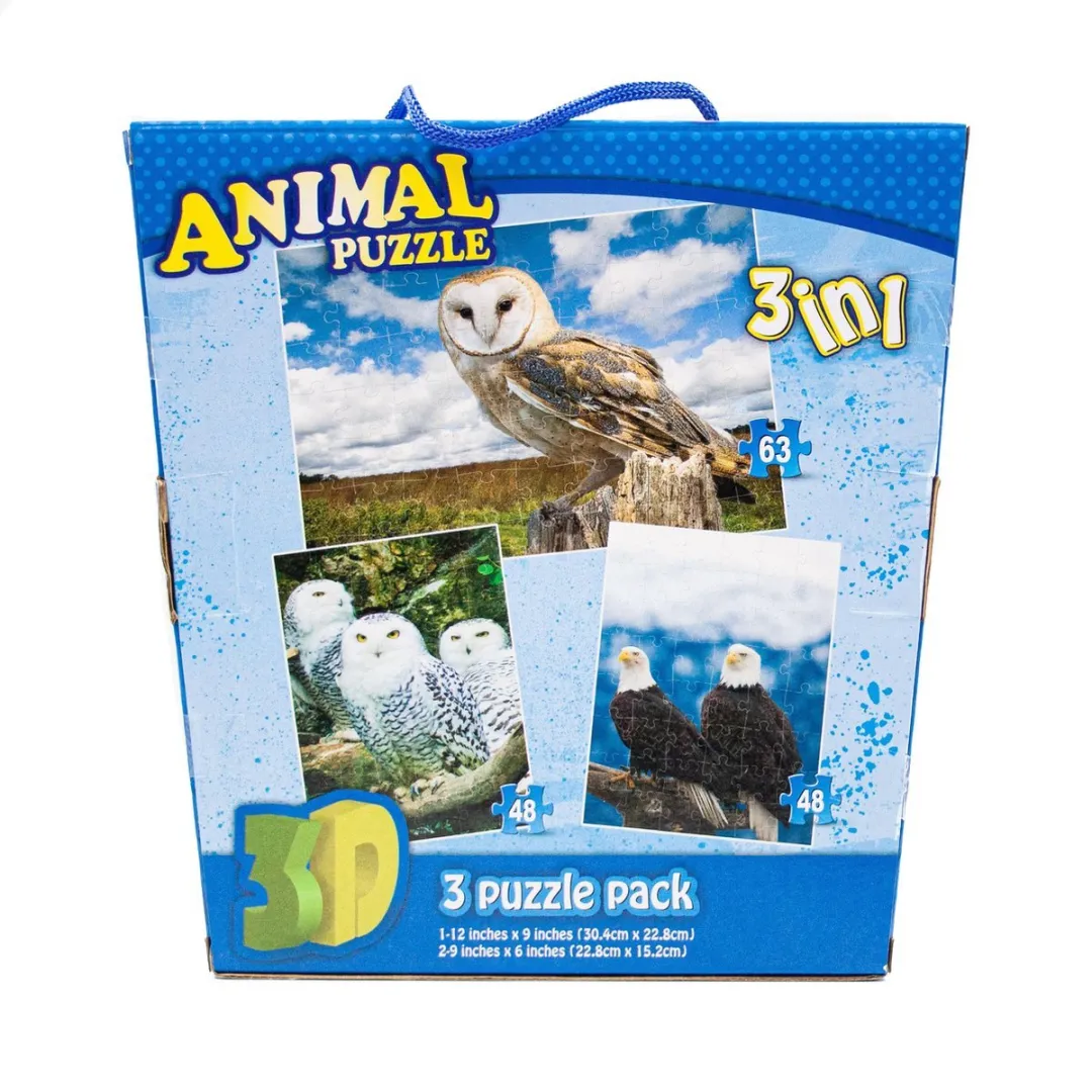 PIA Soft Toys Vogels Uilen en Adelaars 3D Puzzel - 63 Stuks - Blauw/Wit
