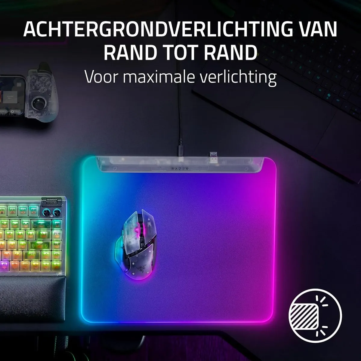 Razer Firefly V2 Pro Gaming Muismat - RGB - Phantom Wit