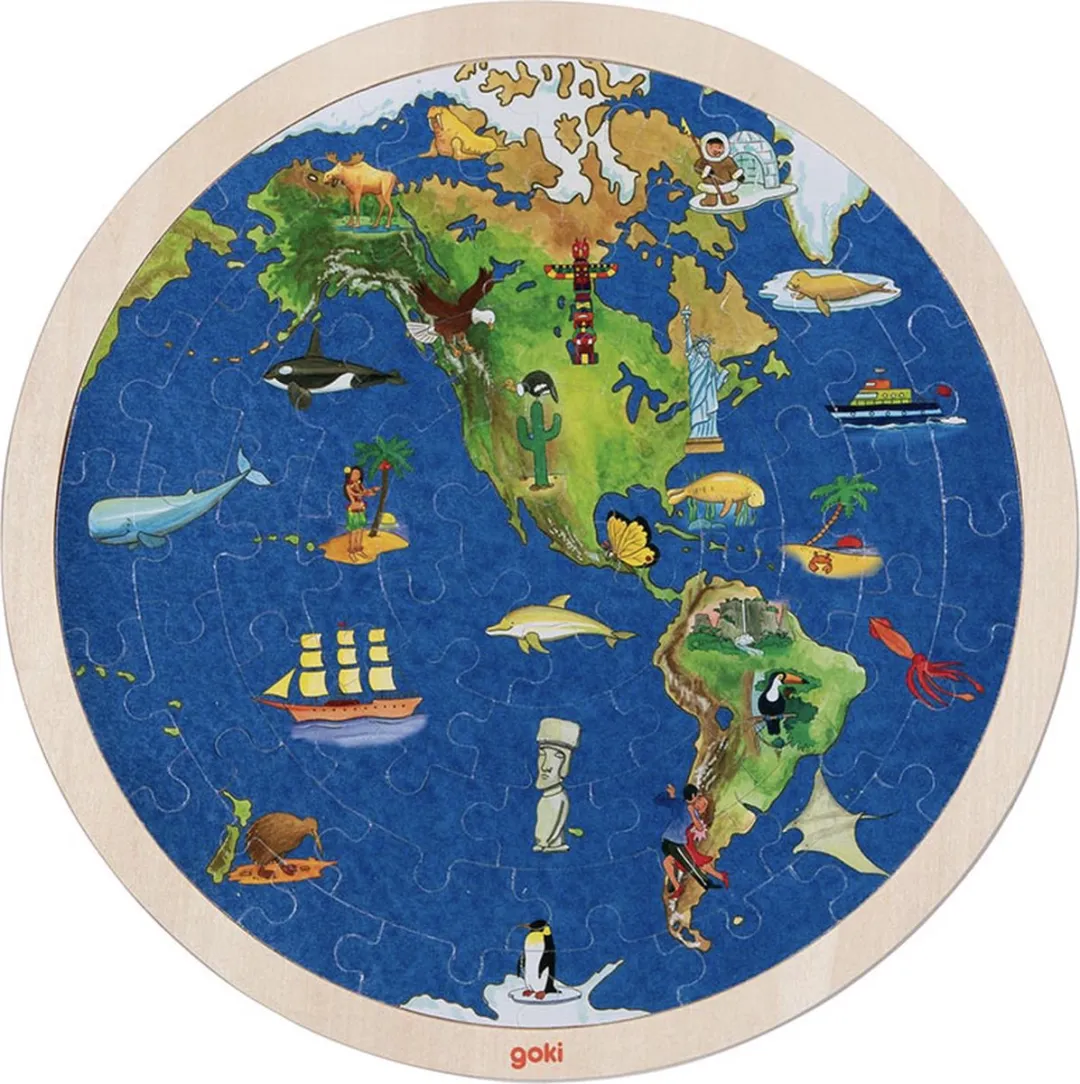 Goki Puzzle Globe 57 Stuks - Groen/Blauw