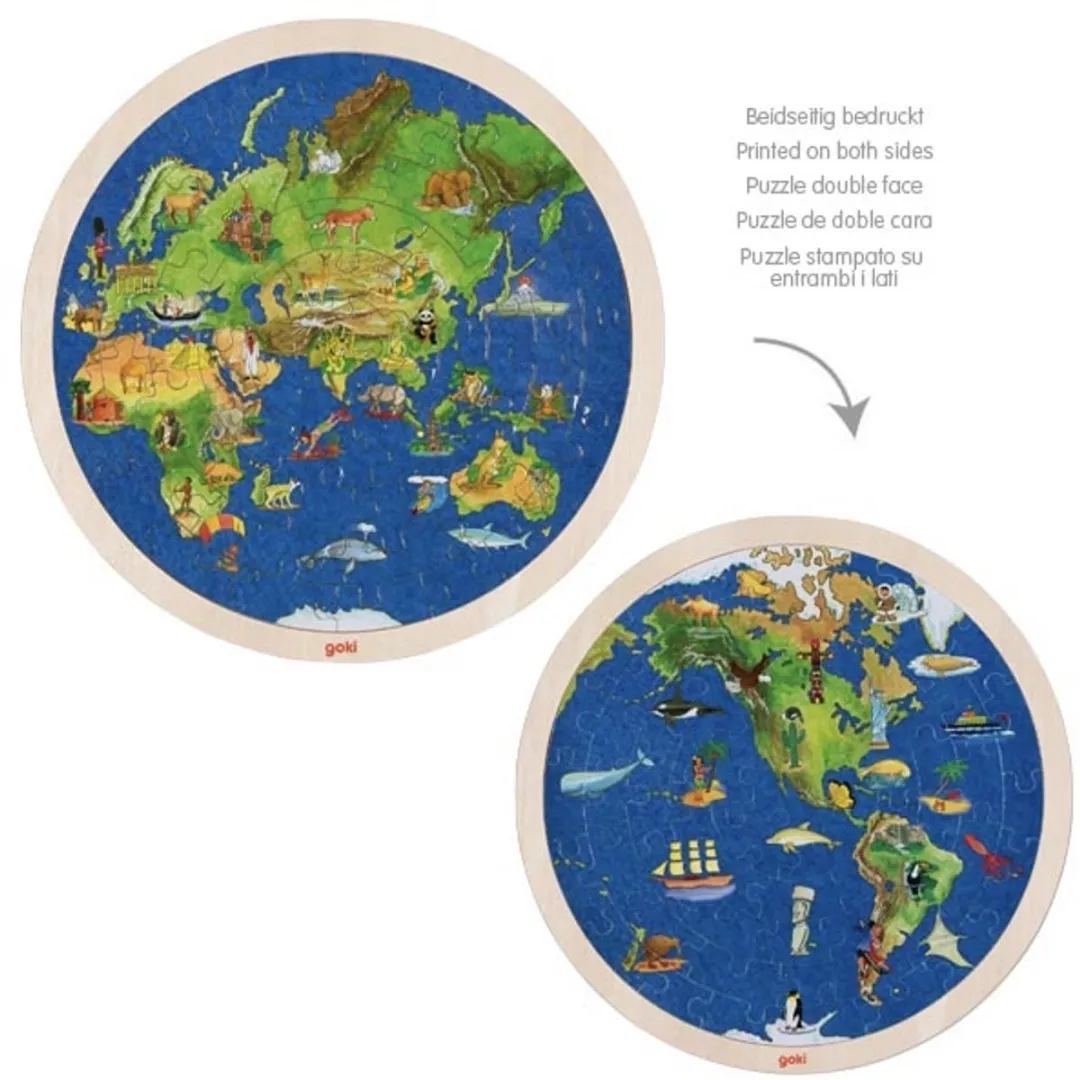 Goki Puzzle Globe 57 Stuks - Groen/Blauw