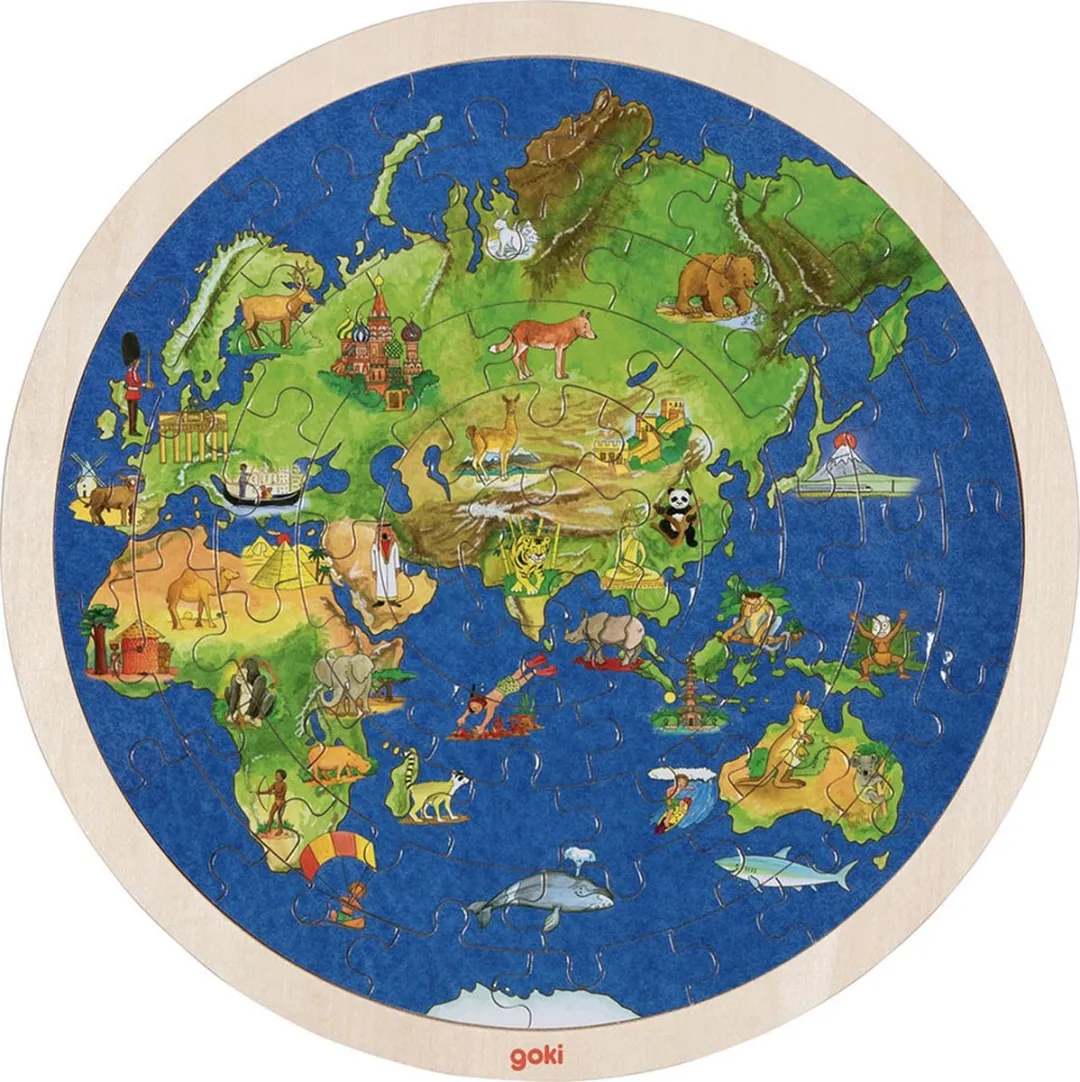 Goki Puzzle Globe 57 Stuks - Groen/Blauw