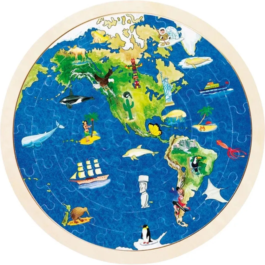 Goki Puzzle Globe 57 Stuks - Groen/Blauw