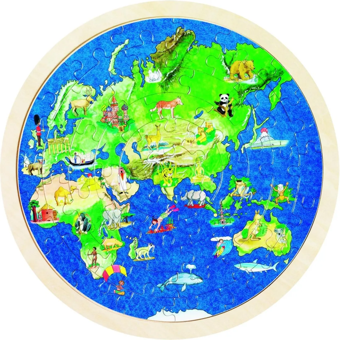 Goki Puzzle Globe 57 Stuks - Groen/Blauw
