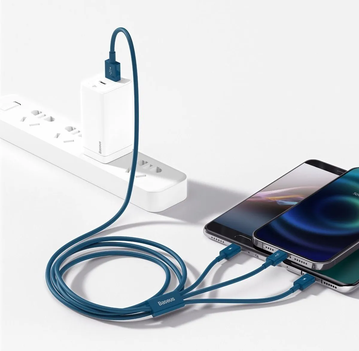 Baseus Superior 3in1 USB-kabel Lightning/USB-C/microUSB 3.5A 1.5m - Blauw