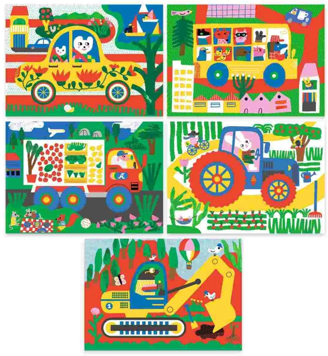 Djeco Learning about Vehicles Krastekeningen - 5 Stuks - afbeelding 2 van 5