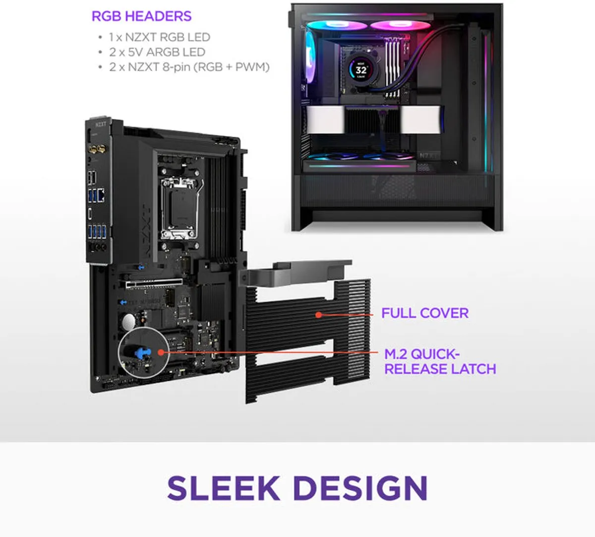 NZXT N7 B850 Moederbord - ATX - AM5 - Wi-Fi 6E - Zwart