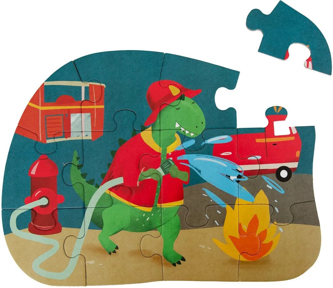 Trixie Vormenpuzzel Brandweerman Mr. Dino - 12 Stuks