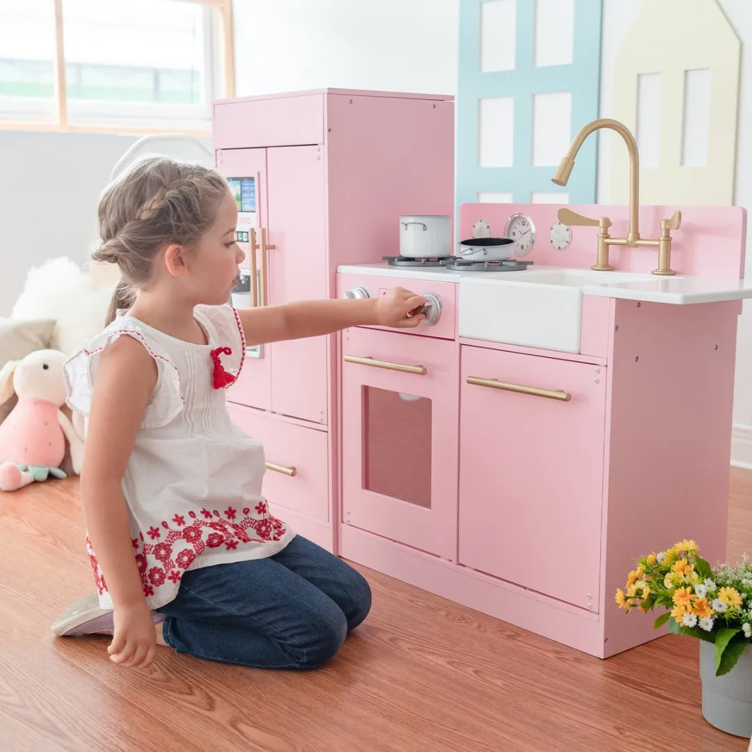 Teamson Kids Groot Modern Houten Speelkeuken Roze/Goud - afbeelding 6 van 6
