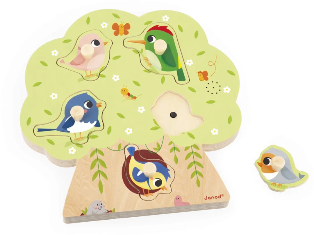 Janod Muziekpuzzel Vogels - 5 Stuks - Multicolor