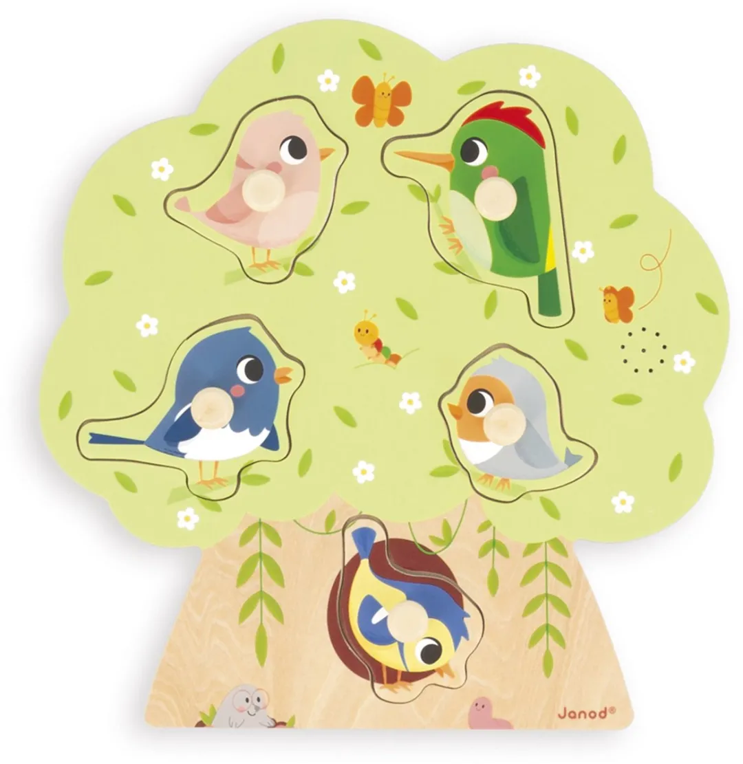 Janod Muziekpuzzel Vogels - 5 Stuks - Multicolor