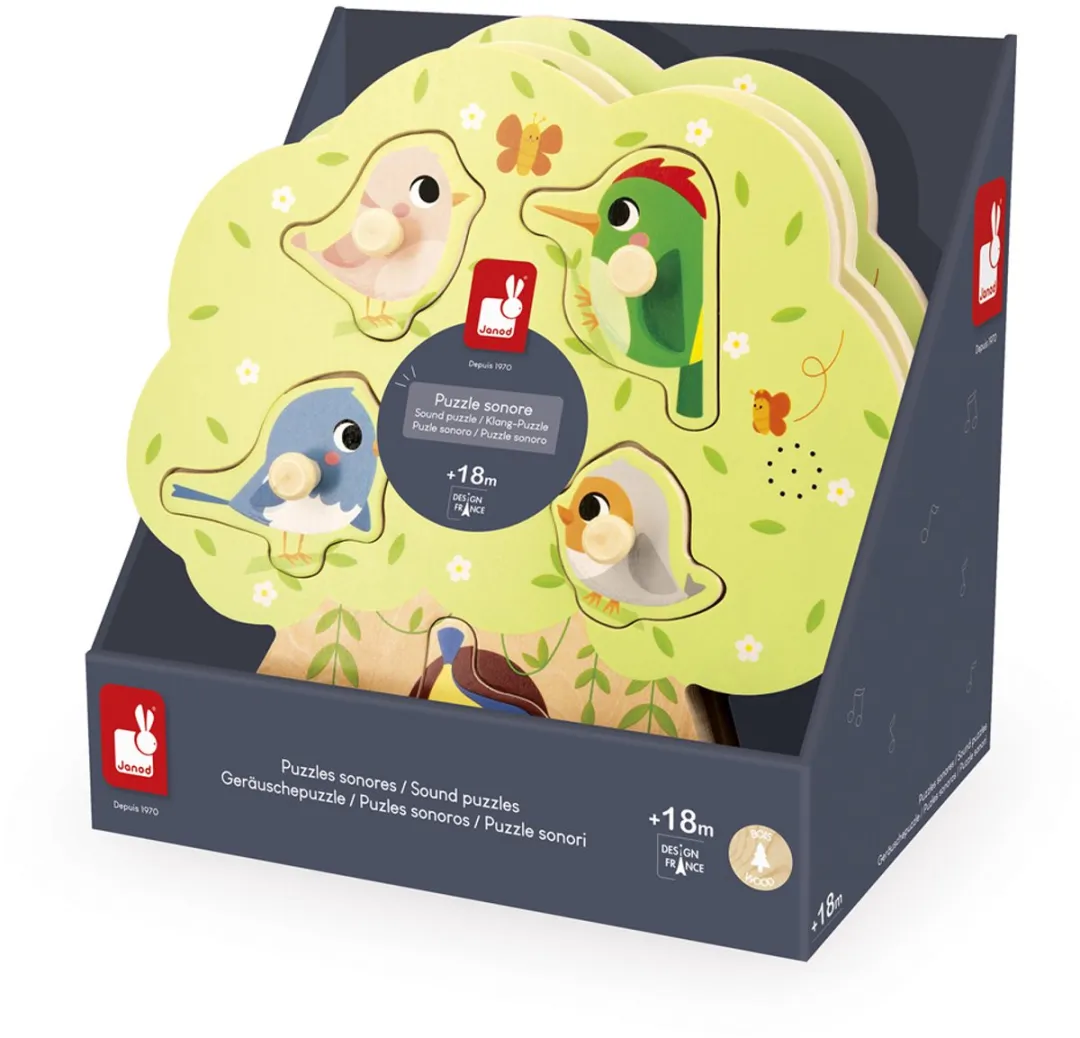 Janod Muziekpuzzel Vogels - 5 Stuks - Multicolor