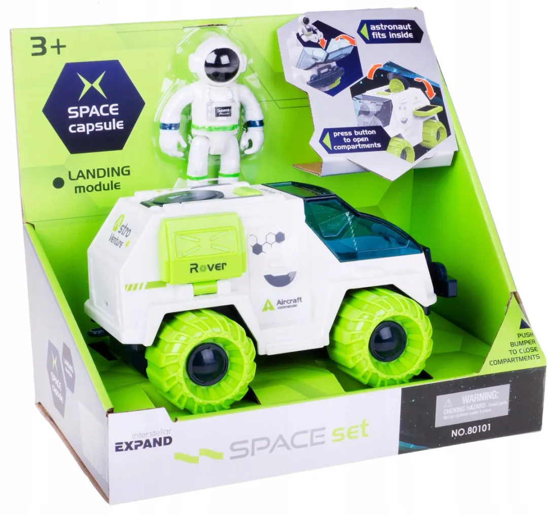Kosmos Ruimtevoertuig 16,5cm Maanrover met Astronaut - Blauw/ Groen/ Wit