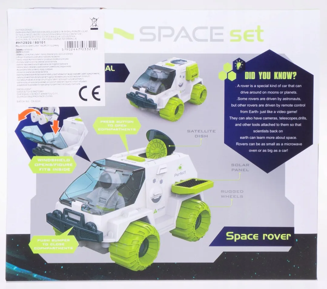 Kosmos Ruimtevoertuig 16,5cm Maanrover met Astronaut - Blauw/ Groen/ Wit