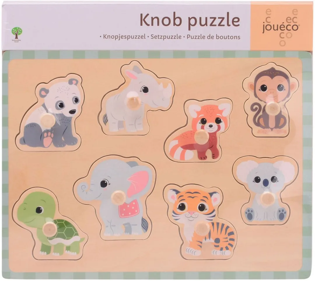 Jouéco houten dierenpuzzel Wildies Family - educatief speelgoed.