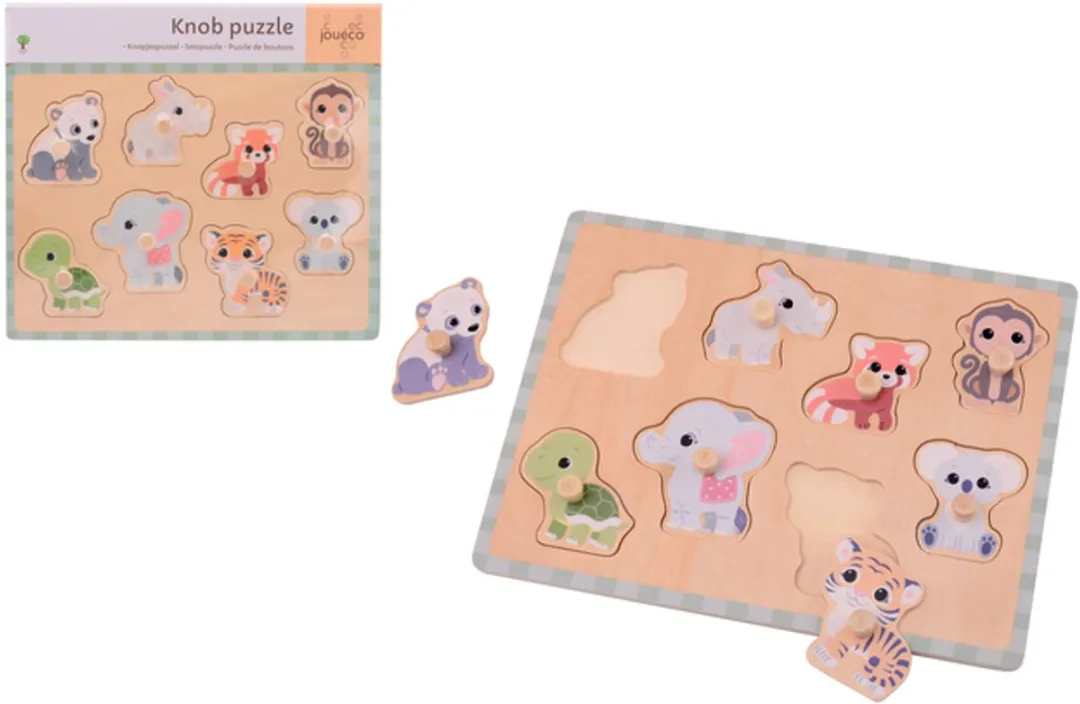 Jouéco houten dierenpuzzel Wildies Family - educatief speelgoed.