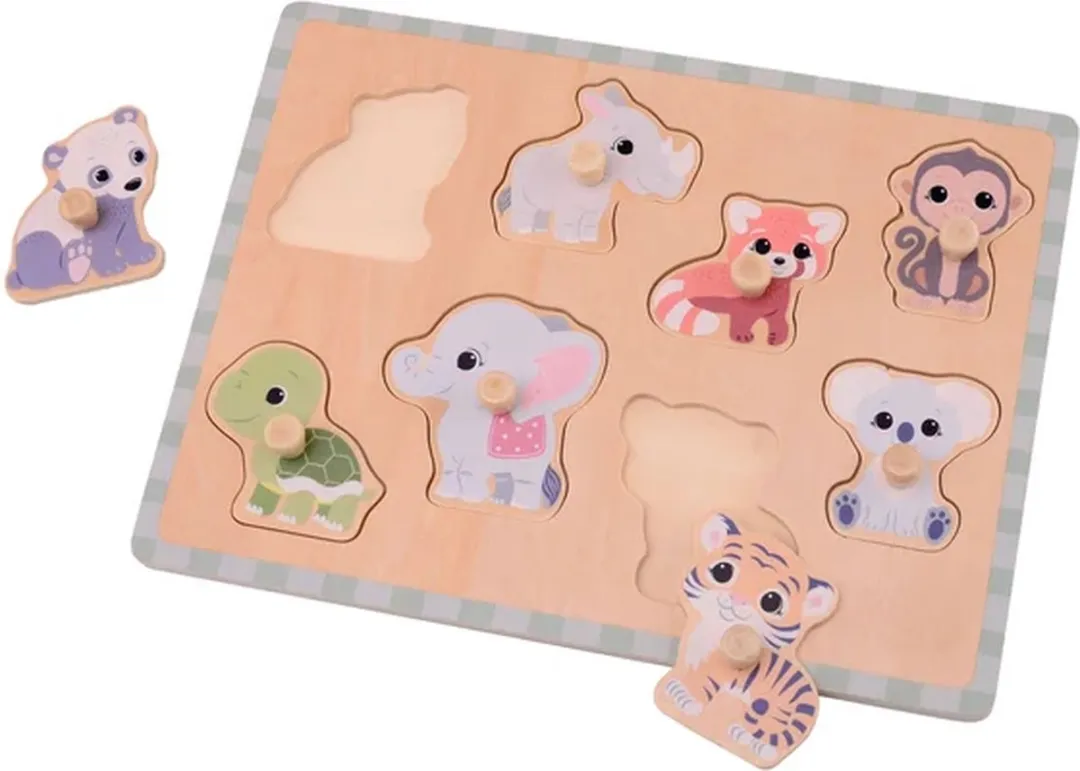 Jouéco houten dierenpuzzel Wildies Family - educatief speelgoed.