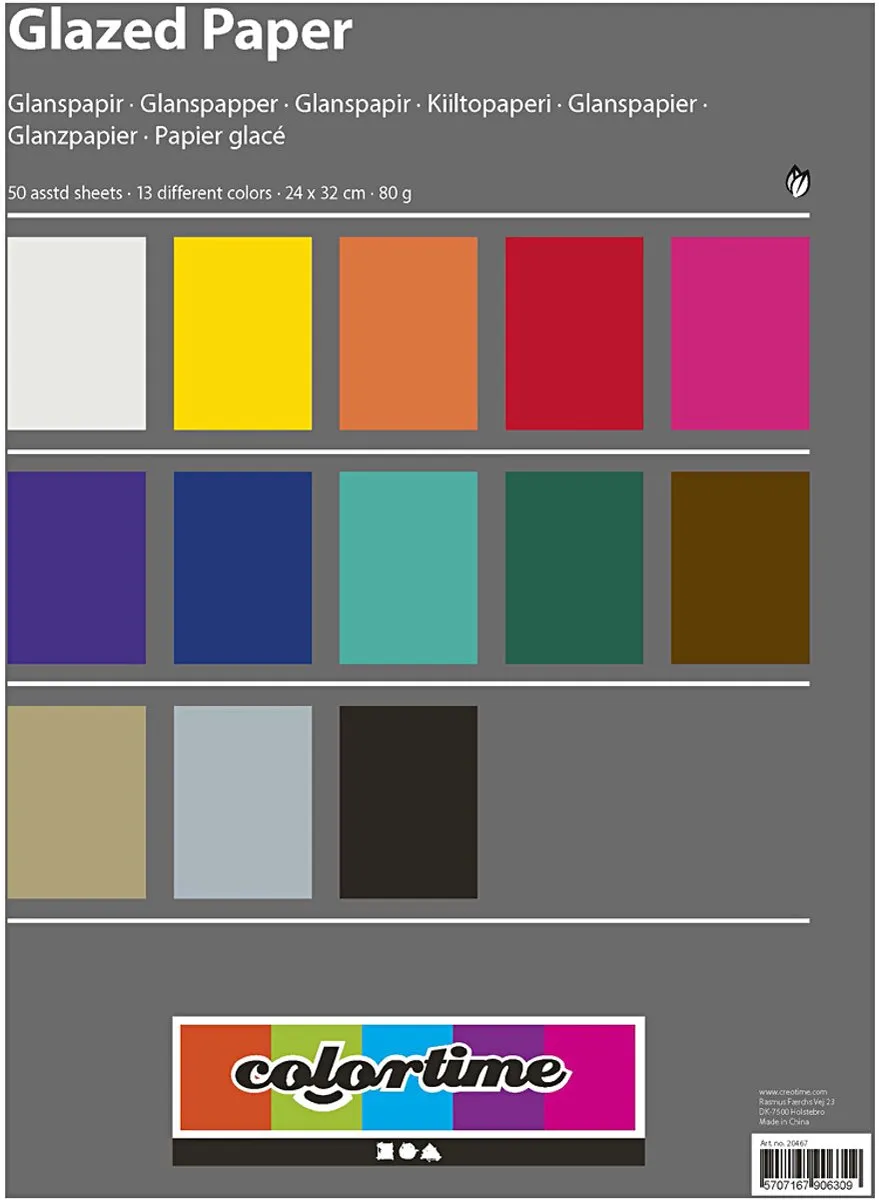 Creativ Company Glanspapier Unikleurig 24x32cm - 50 Vel - Multicolor