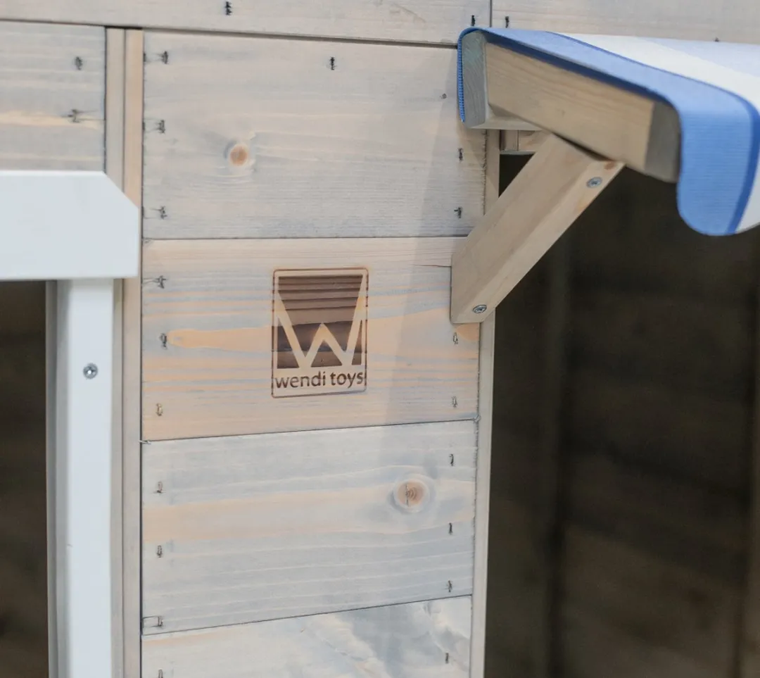 Houten speelhuis - Strandwinkel - Blauw - Huisje voor buiten / tuin - FSC hout - Voor kinderen - 120 x 120 cm - EU product