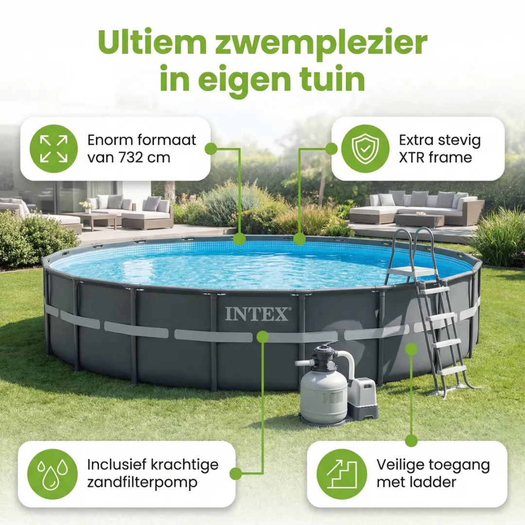 Intex Ultra XTR Frame Zwembad 732x132cm - 9-delig - Grijs