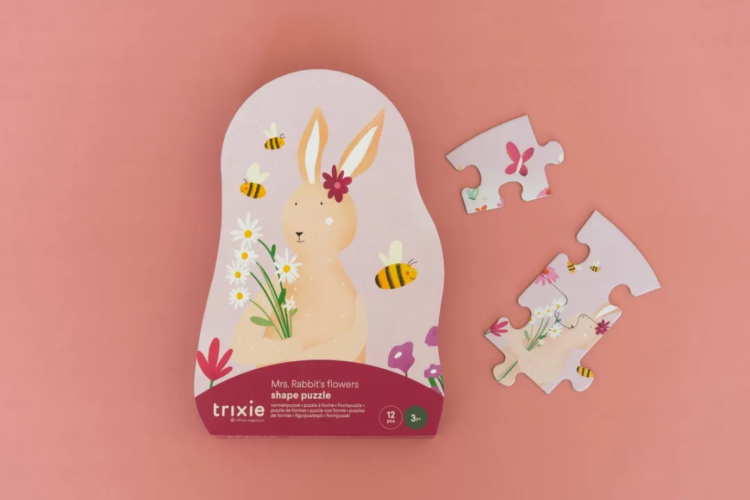 Trixie Mrs. Rabbit Bloemen Vormenpuzzel 12 Stuks