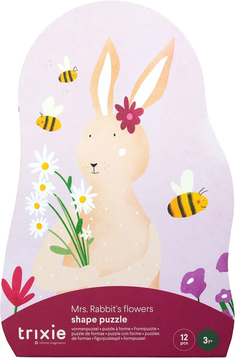 Trixie Mrs. Rabbit Bloemen Vormenpuzzel 12 Stuks