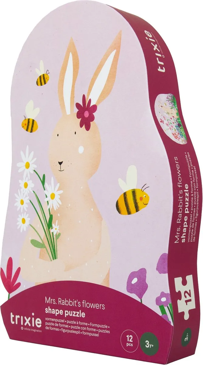 Trixie Mrs. Rabbit Bloemen Vormenpuzzel 12 Stuks