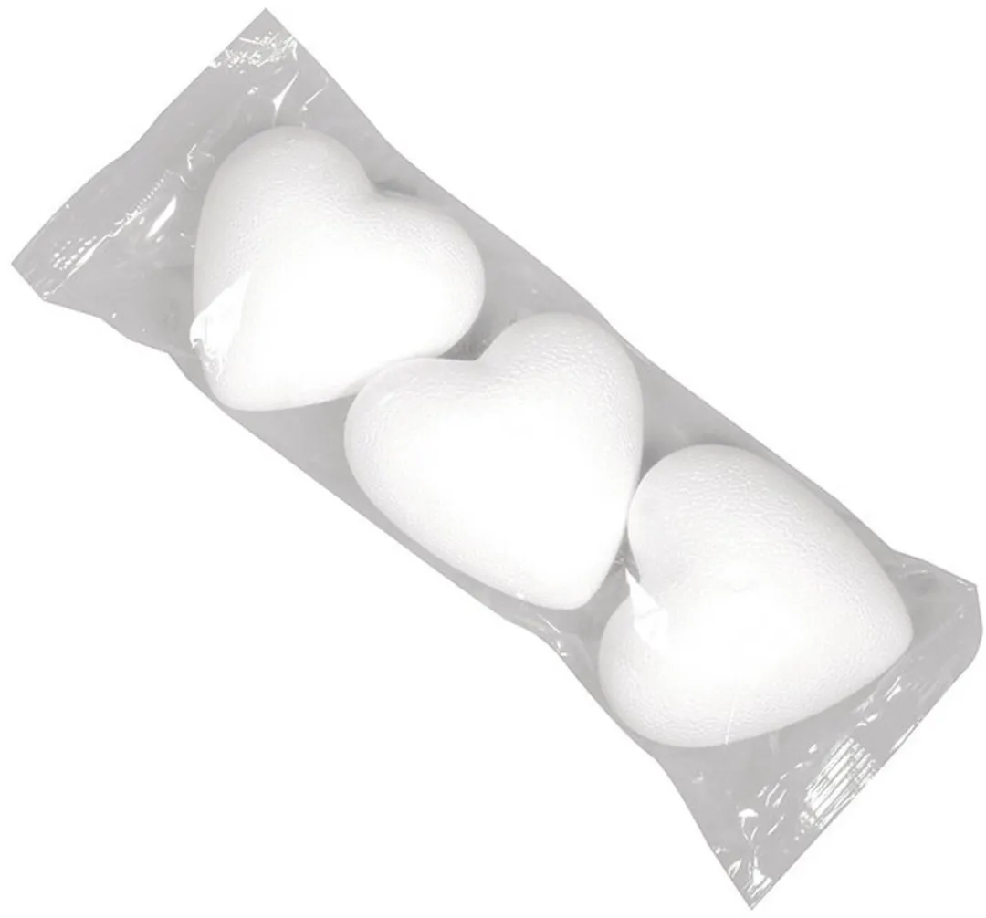 Rayher Piepschuim Hartjes 9cm - 3 Stuks Wit