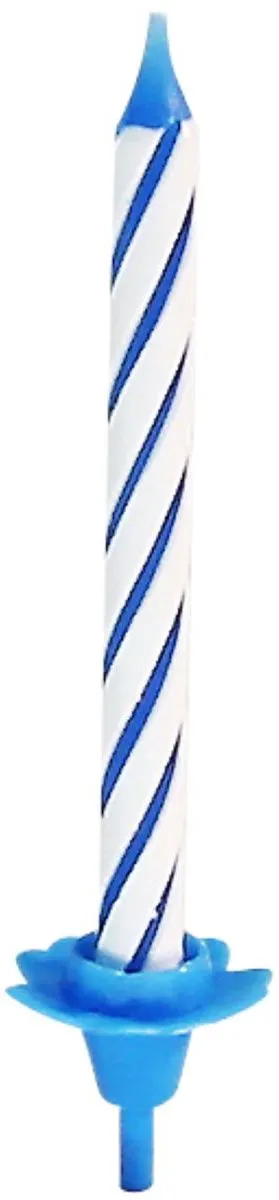 Fackelmann Verjaardagskaarsen & Houders 48 Stuks - 6cm - Rood/Blauw/Geel/ Groen