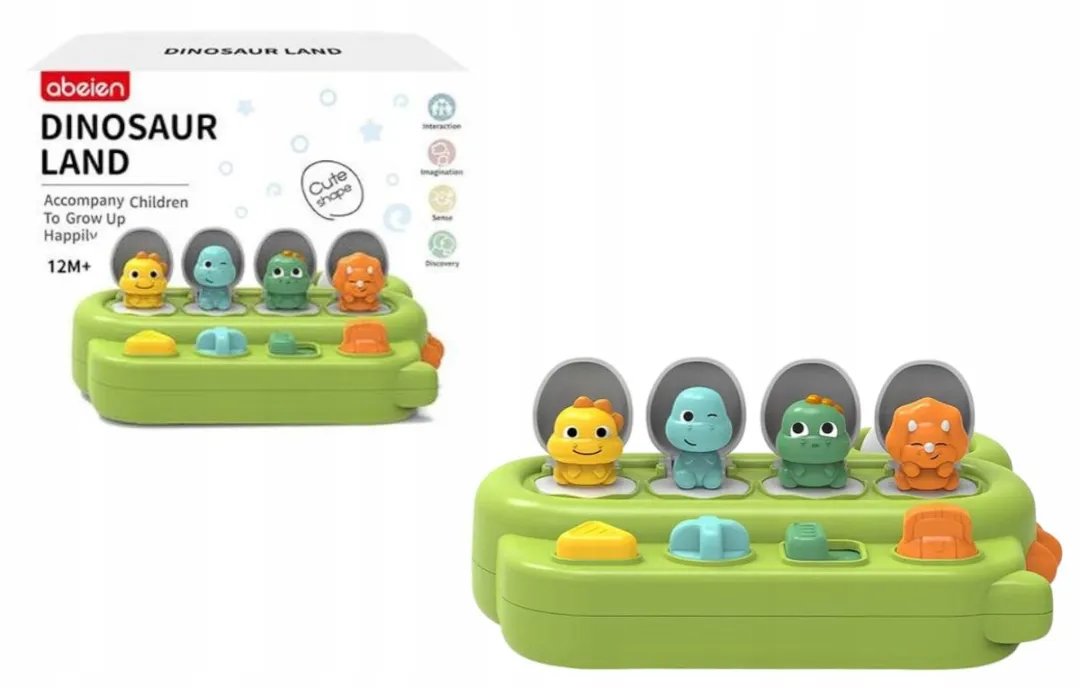 BSKToys - Motorisch Speelgoed - Pop-up Dinosaurus - Vanaf 18 Maanden - Oorzaak-Gevolg Leren
