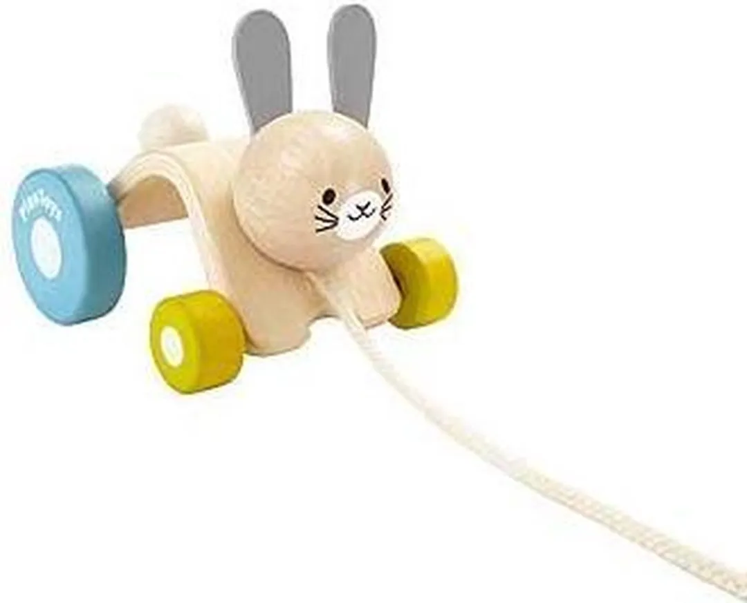 Plan Toys houten trekfiguur huppelend konijn