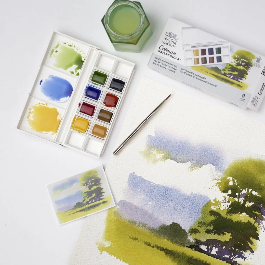Winsor & Newton Cotman Landscape Pocket Aquarelverfset - 8 Kleuren