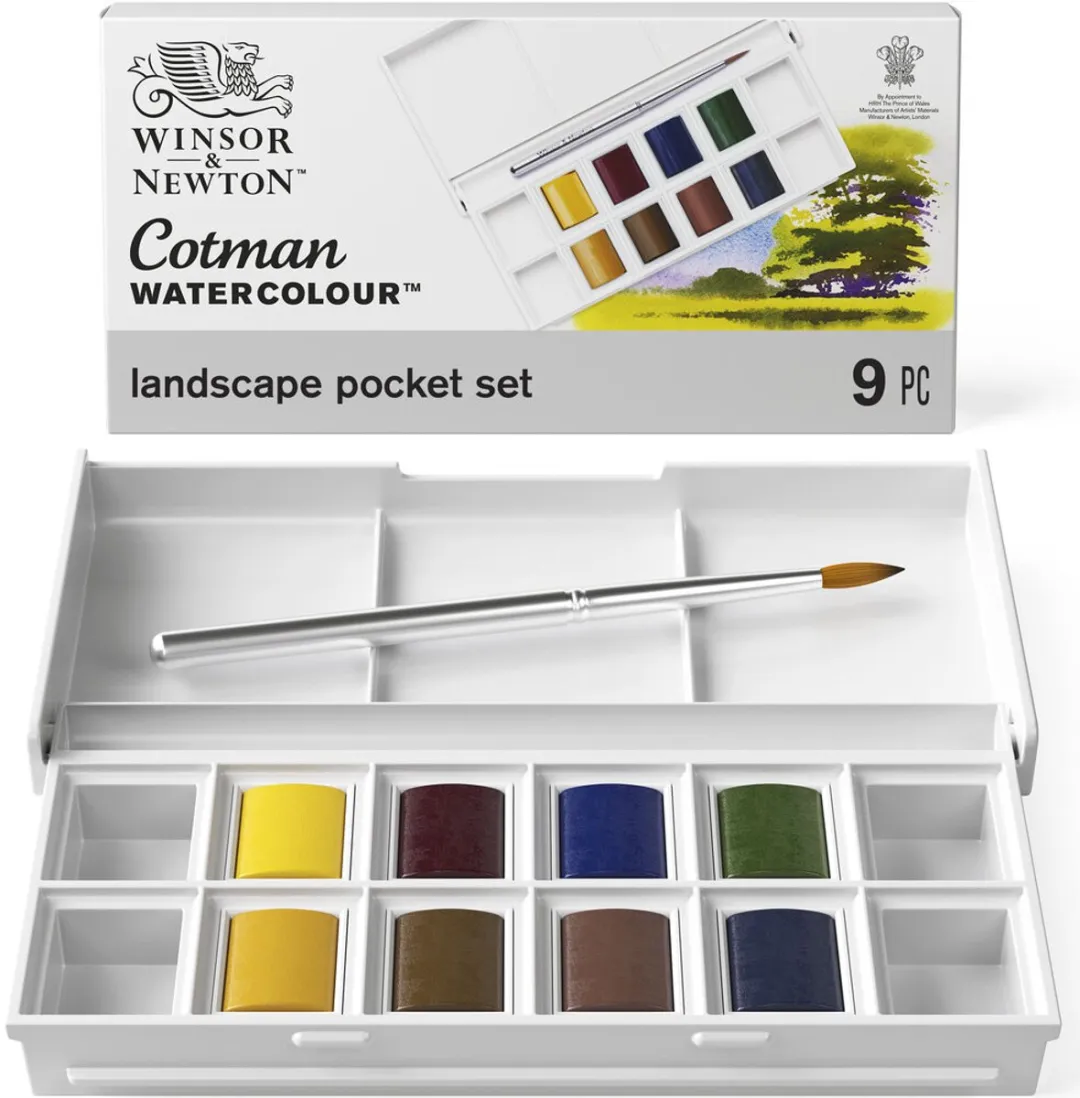 Winsor & Newton Cotman Landscape Pocket Aquarelverfset - 8 Kleuren