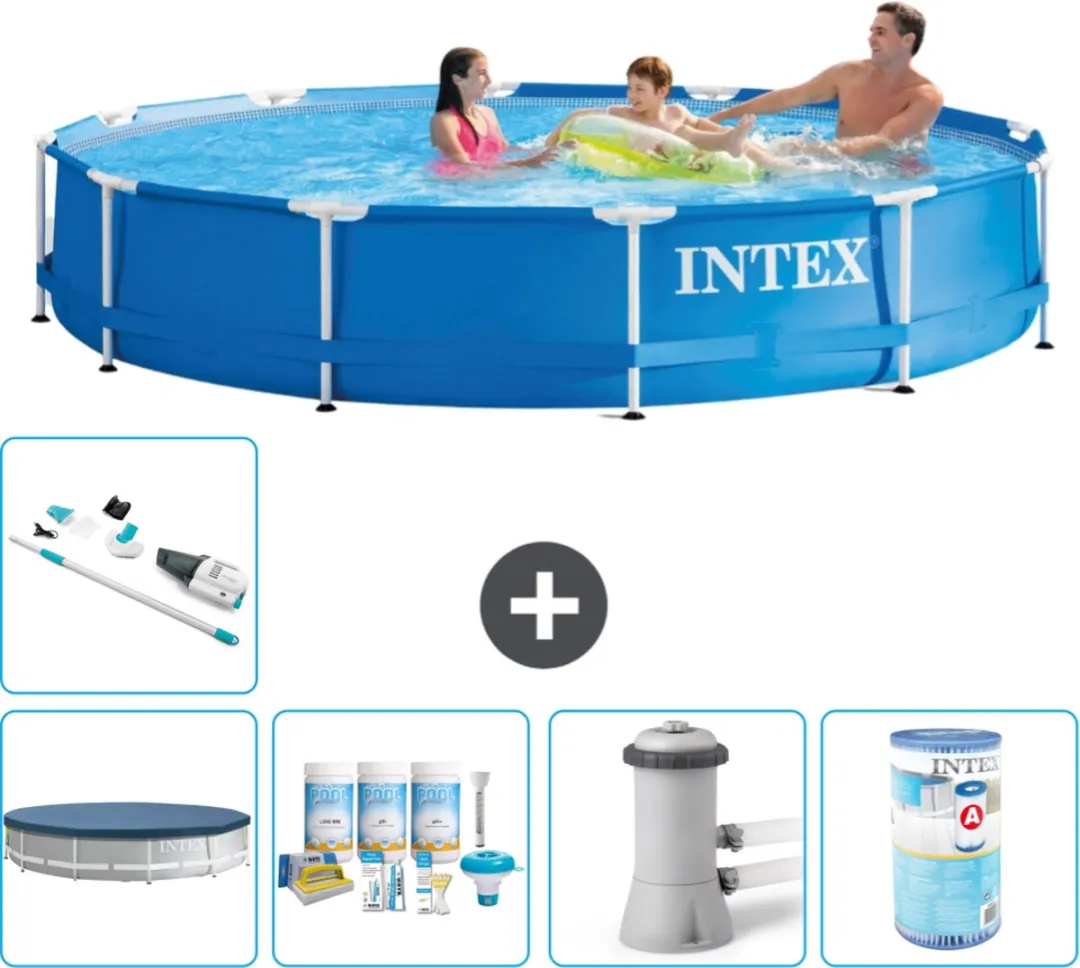 Intex 28210NP-Blauw Rond Frame Zwembad 366x76cm - Blauw