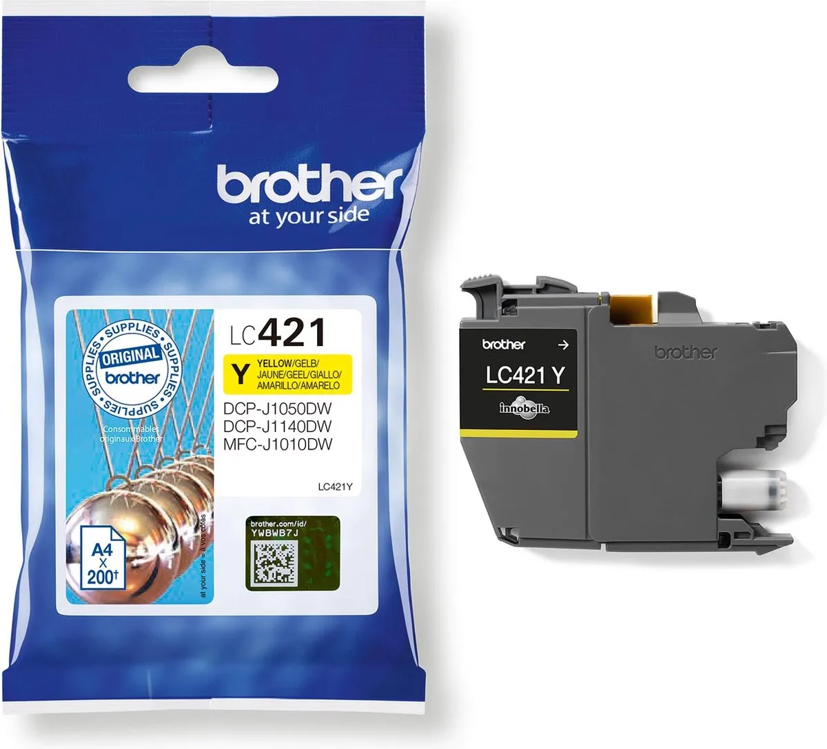 Brother LC-421Y Inktcartridge Geel - 200 pagina's