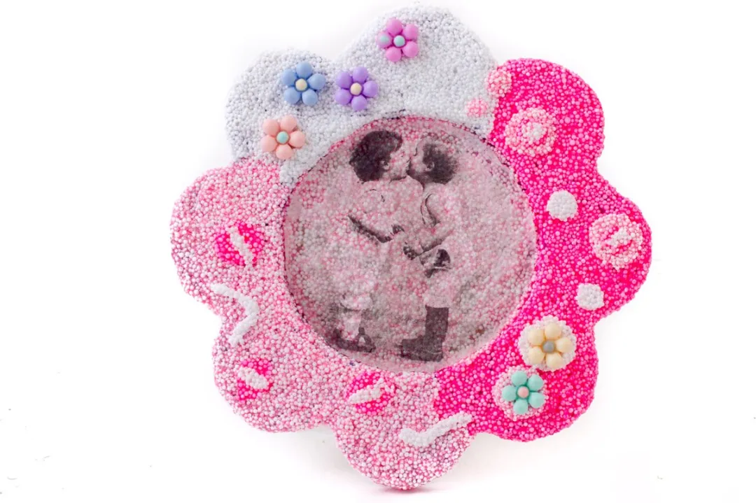 Foam Clay Bloemen Fotolijst Knutselpakket - 3x14g Paars/Glitter Roze/Wit
