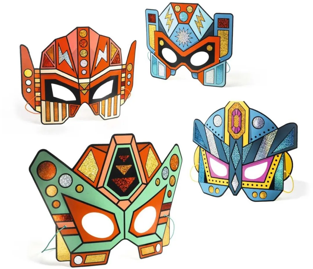 Djeco Doe Het Zelf Super Robots Metallic Maskers - 4 Stuks - afbeelding 5 van 6