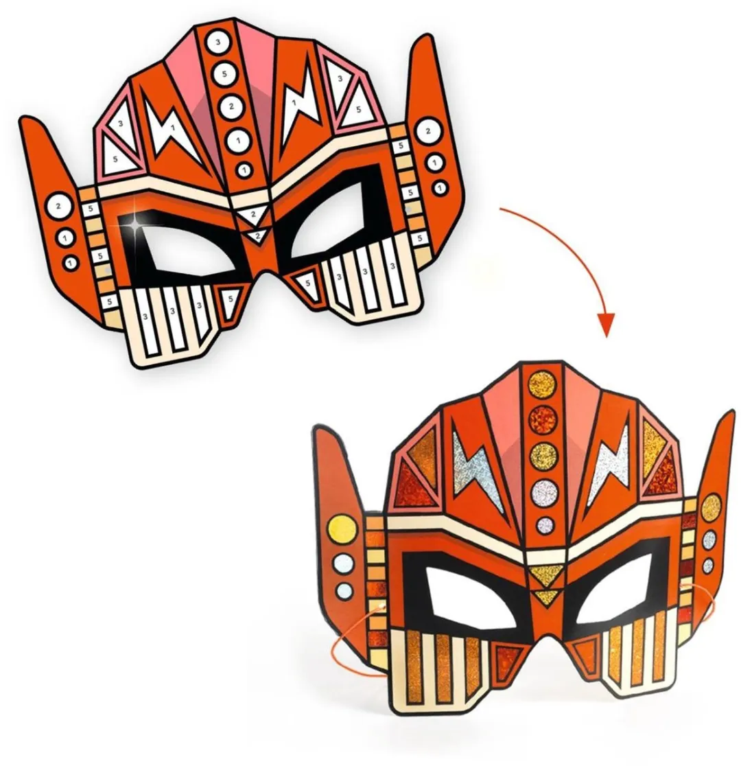 Djeco Doe Het Zelf Super Robots Metallic Maskers - 4 Stuks - afbeelding 4 van 6