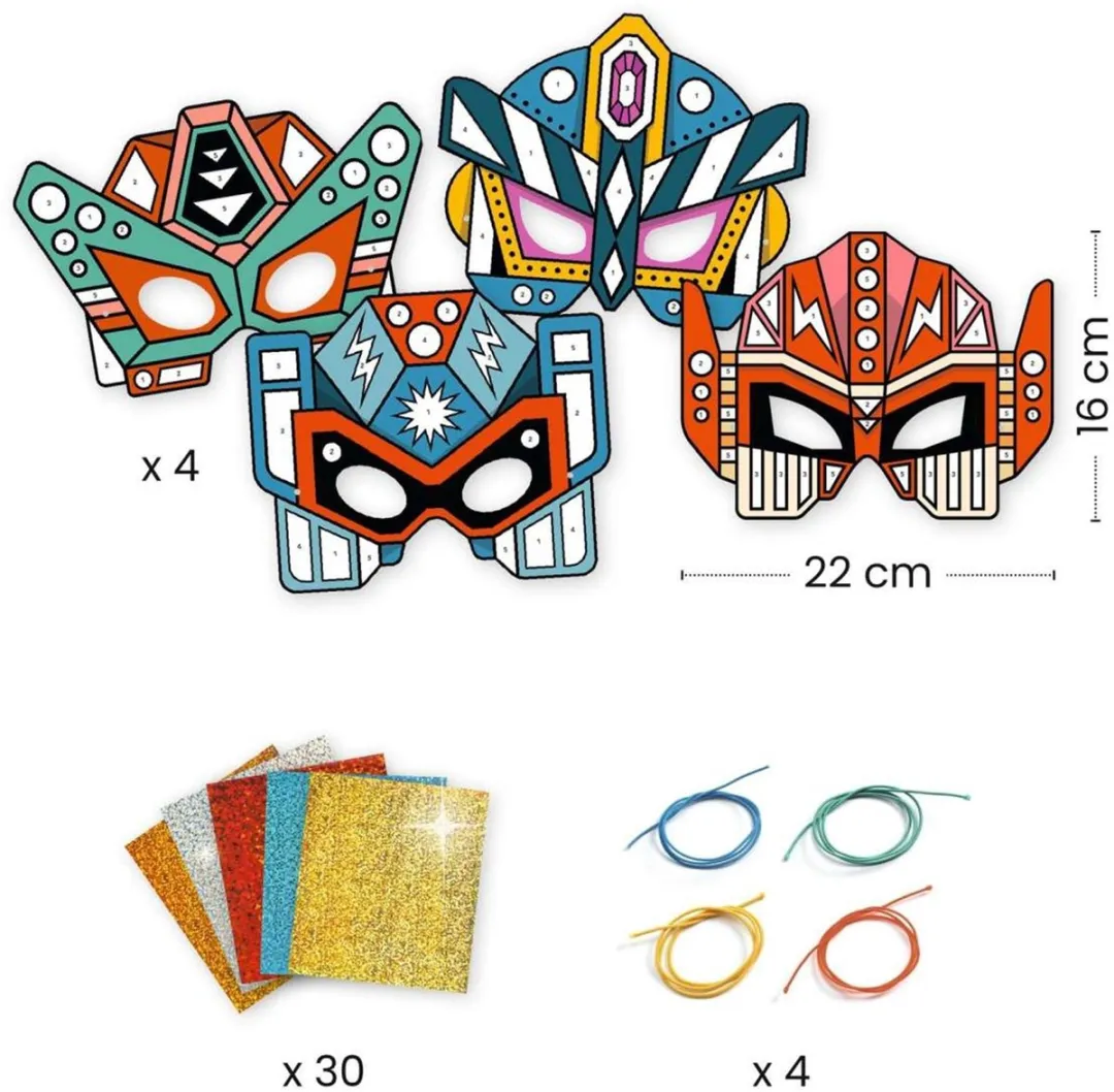 Djeco Doe Het Zelf Super Robots Metallic Maskers - 4 Stuks - afbeelding 2 van 6
