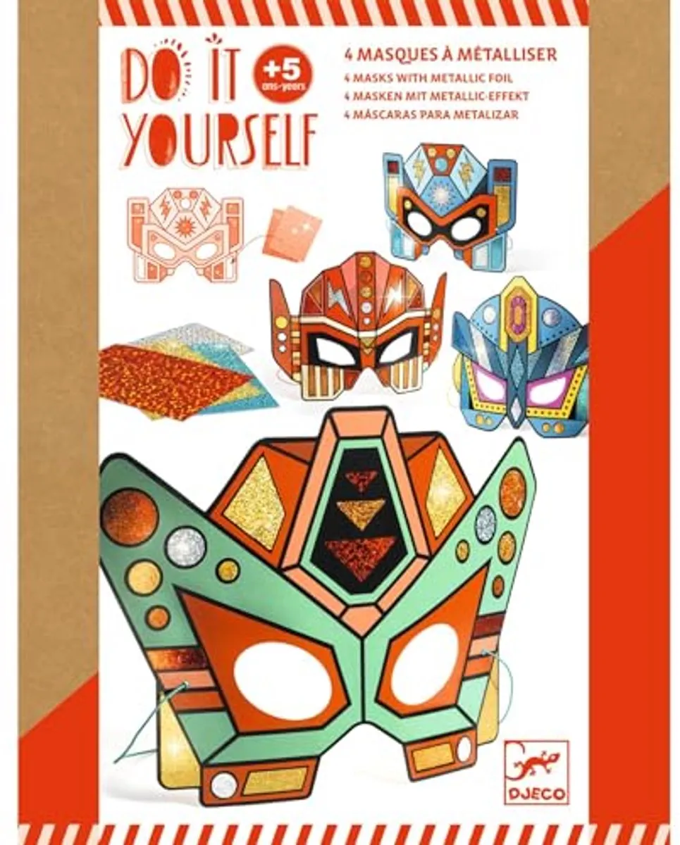 Djeco Doe Het Zelf Super Robots Metallic Maskers - 4 Stuks - afbeelding 6 van 6
