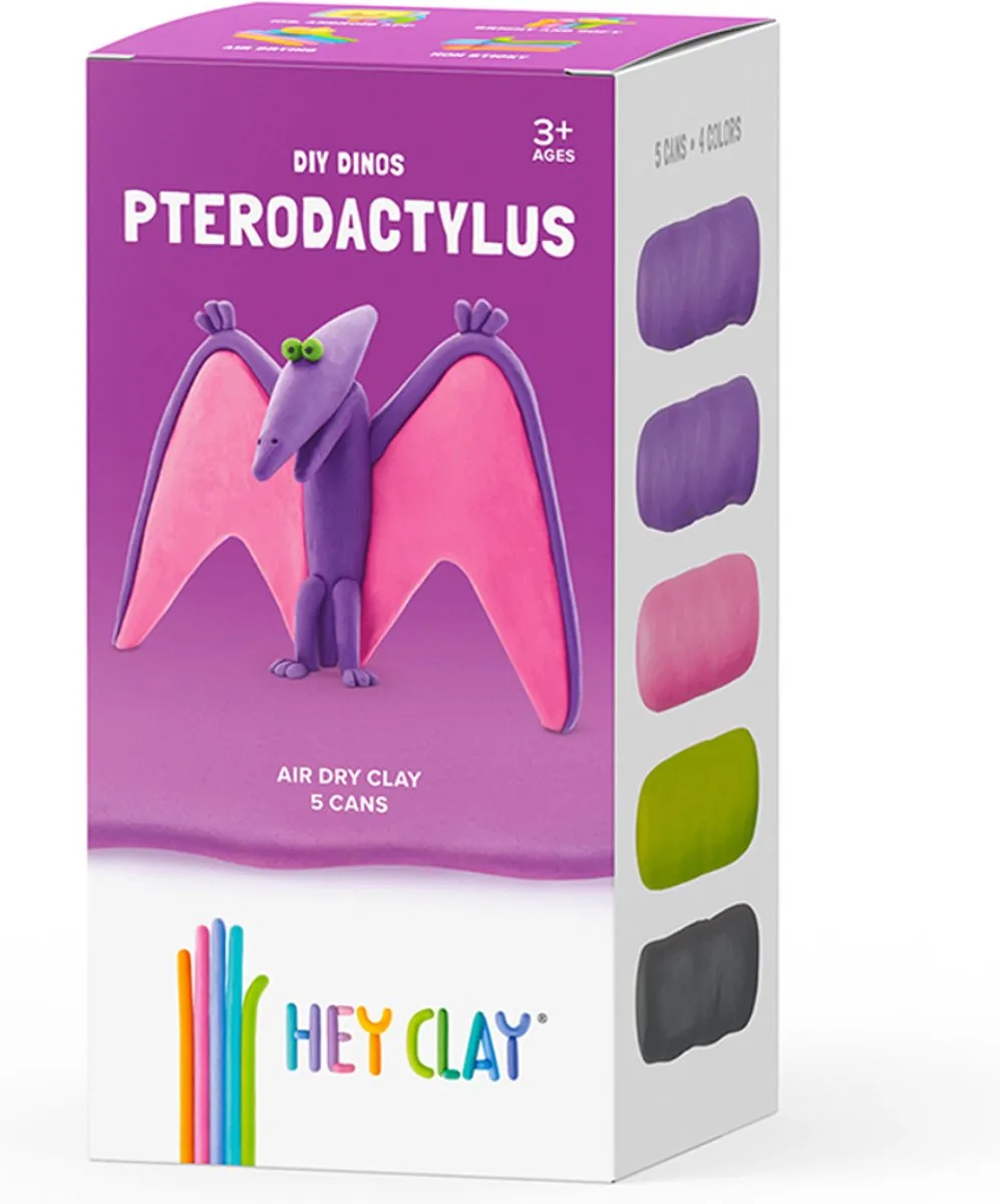 TM Toys Hey Clay DIY Pterodactyl Dinos Creatieve Kit - 5 Kleuren - afbeelding 4 van 6