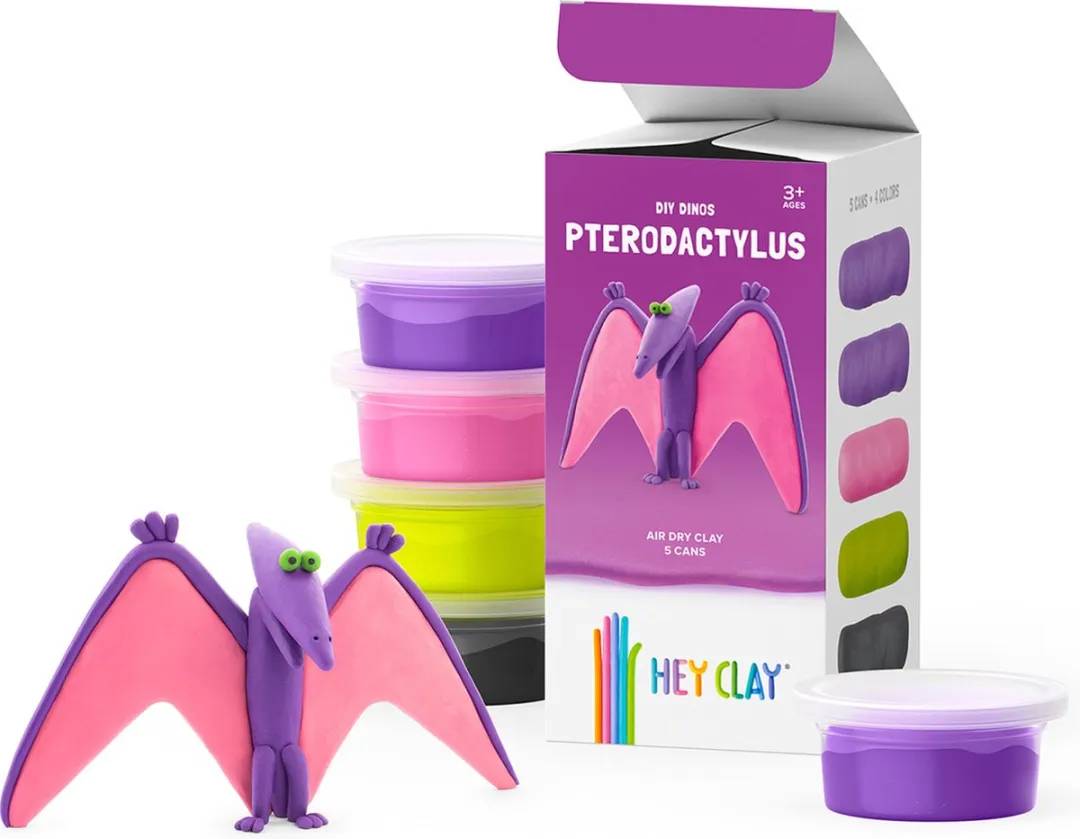 TM Toys Hey Clay DIY Pterodactyl Dinos Creatieve Kit - 5 Kleuren - afbeelding 5 van 6