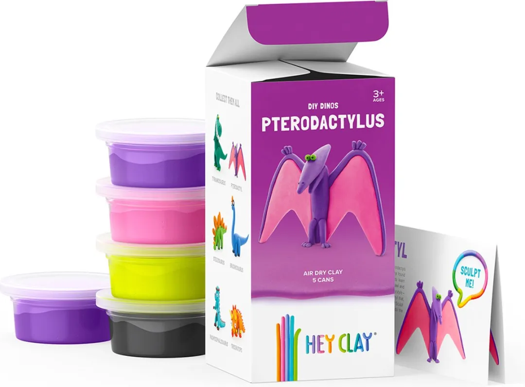 TM Toys Hey Clay DIY Pterodactyl Dinos Creatieve Kit - 5 Kleuren - afbeelding 2 van 6