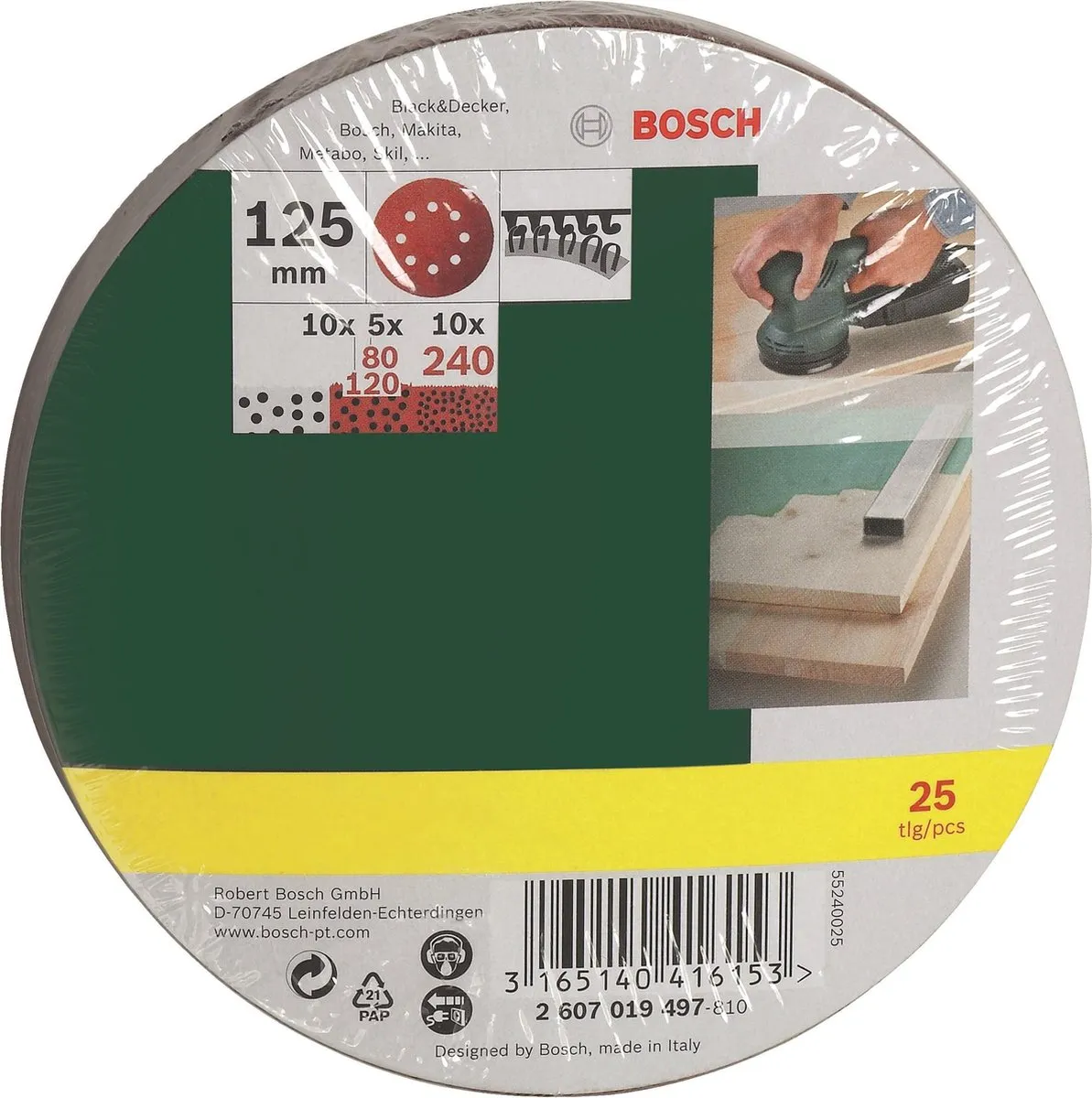 Bosch Schuurbladenset 25-delig 125mm - Korrel 240/120/80